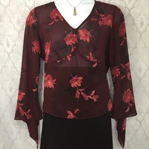 Lane Bryant Angel Bell Sleeve Sheer Peplum Top